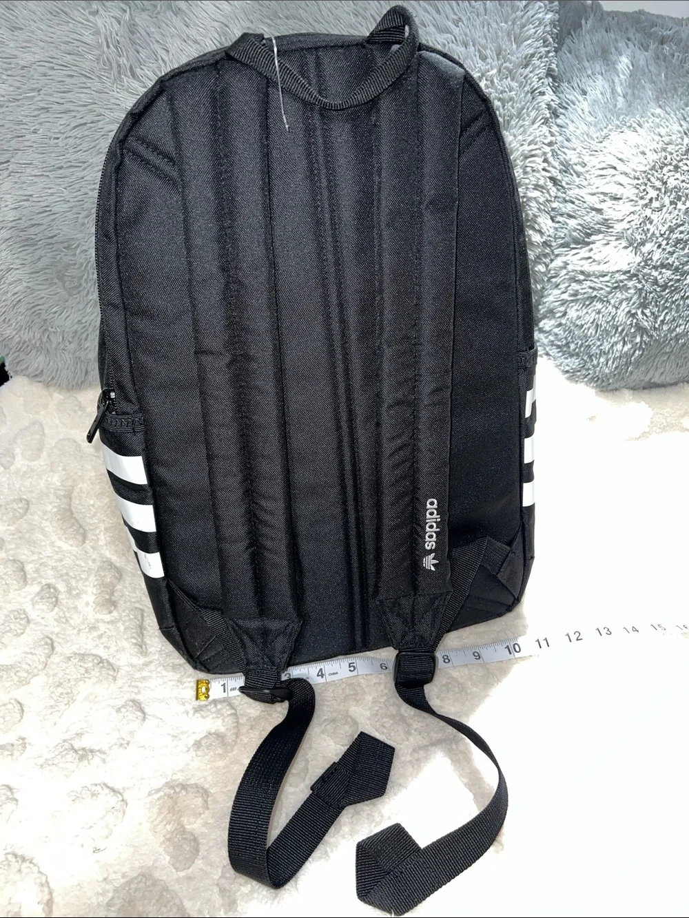 adidas Black Youth Originals Backpack with White Stripes NWT